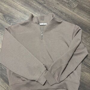 Zenana Outfitters Men's Zip-Up Sweater in Taupe